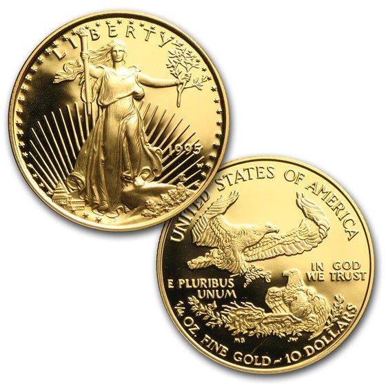 1995-W 5-Coin Proof American Eagle Set (10th Anniv, Box & COA)