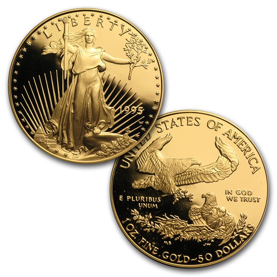 1995-W 5-Coin Proof American Eagle Set (10th Anniv, Box & COA)