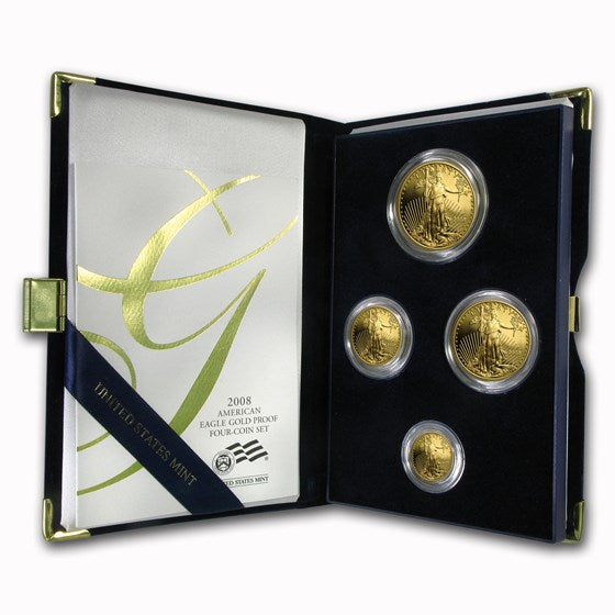 2008-W 4-Coin Proof American Gold Eagle Set (w/Box & COA)
